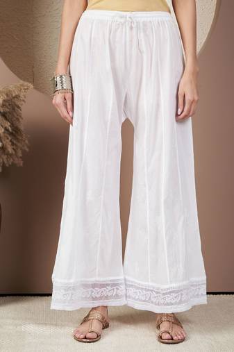 Women white chikankari plazzo