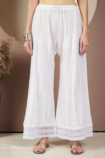 Women white chikankari plazzo