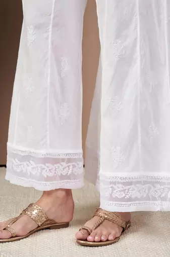 Women white chikankari plazzo