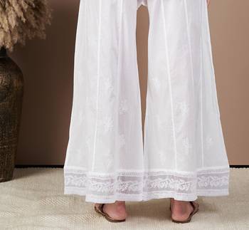 Women white chikankari plazzo 4