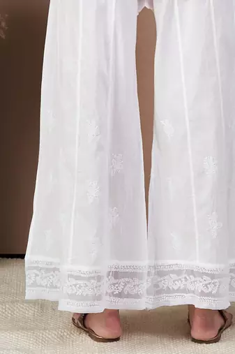Women white chikankari plazzo