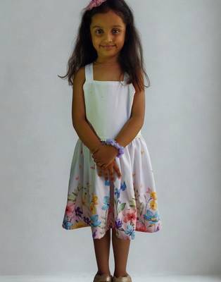 Multicolor rayon printed floral print dress for girls 1