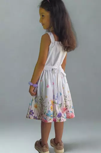Multicolor rayon printed floral print dress for girls
