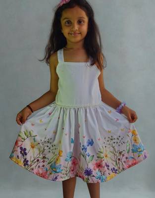 Multicolor rayon printed floral print dress for girls 3