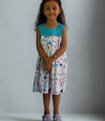 Multicolor rayon printed geometric print dress for girls