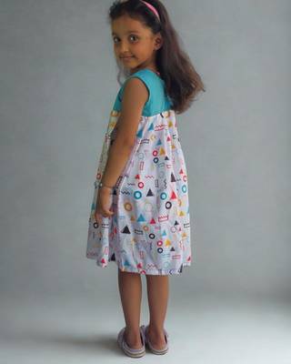 Multicolor rayon printed geometric print dress for girls 2