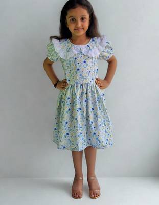 Multicolor rayon printed floral print dress for girls 1