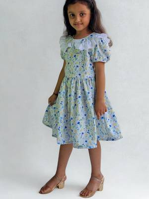 Multicolor rayon printed floral print dress for girls 2
