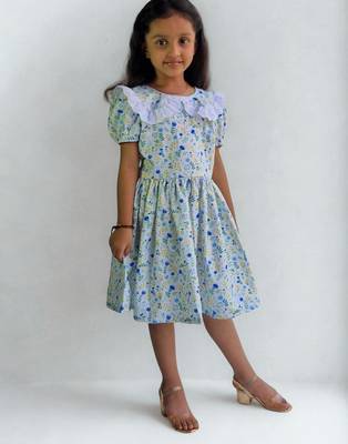 Multicolor rayon printed floral print dress for girls 3