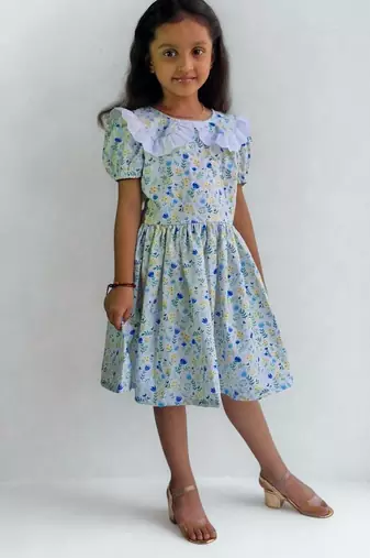Multicolor rayon printed floral print dress for girls