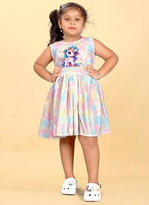 Multicolor rayon printed floral print dress for girls 1
