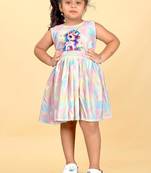 Multicolor rayon printed floral print dress for girls
