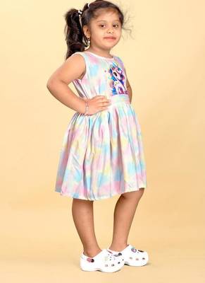 Multicolor rayon printed floral print dress for girls 2