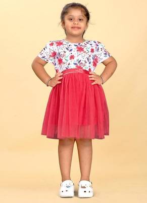 Multicolor rayon printed floral print dress for girls 1