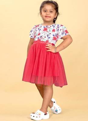 Multicolor rayon printed floral print dress for girls 2