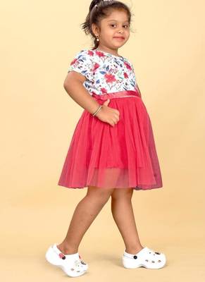 Multicolor rayon printed floral print dress for girls 3