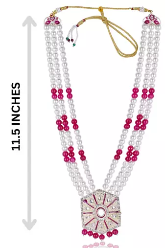 Pearl-Beaded Dulha Moti Mala Haar Necklace With Elegant Brooch