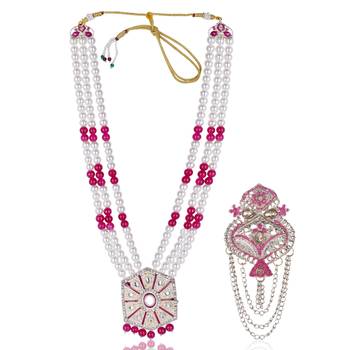 Pearl-Beaded Dulha Moti Mala Haar Necklace With Elegant Brooch 1