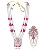 Pearl-Beaded Dulha Moti Mala Haar Necklace With Elegant Brooch