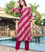 PINK RAYON WITH DIGITAL PRINT KURTI SET WOMENS