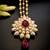   radiant pearl cluster maang tikka with maroon teardrop stone