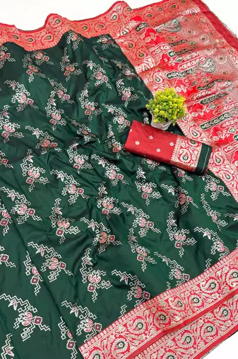 Green Art Silk saree with blouse