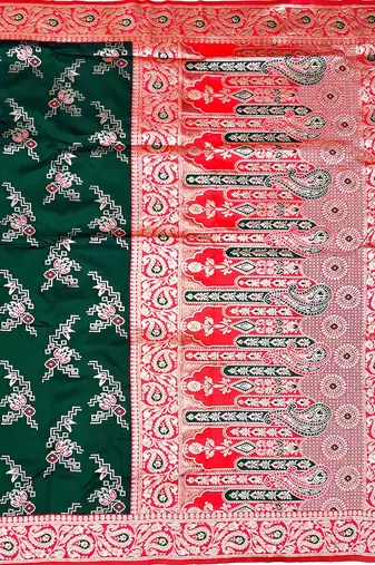 Green Art silk blend saree with blouse