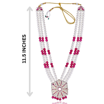 Pearl-Beaded Dulha Moti Mala Haar Necklace With Elegant Brooch 5