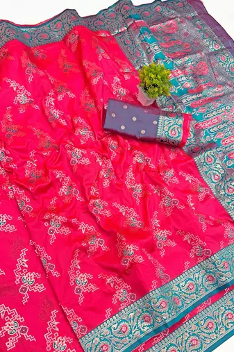 Pink Art Silk saree with blouse