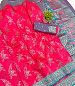 Pink Art Silk saree with blouse