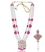 Pearl-Beaded Dulha Moti Mala Haar Necklace With Elegant Brooch