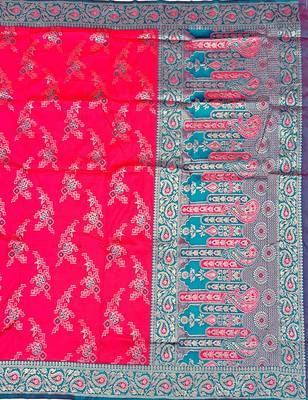 Pink Art silk blend saree with blouse 2