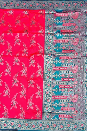 Pink Art silk blend saree with blouse