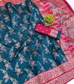 Blue Art Silk saree with blouse