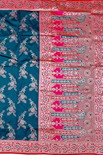 Blue Art silk blend saree with blouse