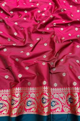 Blue Art silk blend saree with blouse 4