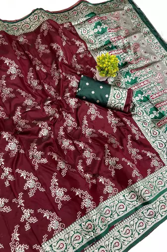 Maroon Art Silk saree with blouse