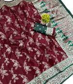 Maroon Art Silk saree with blouse