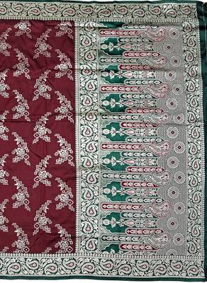 Maroon Art silk blend saree with blouse 2