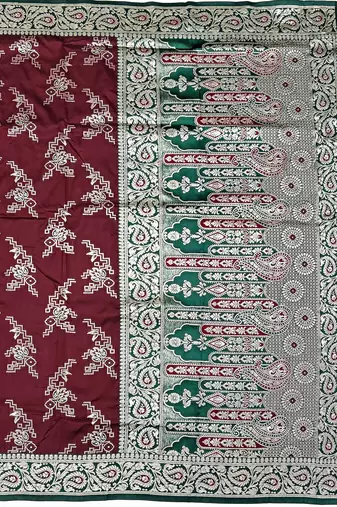 Maroon Art silk blend saree with blouse