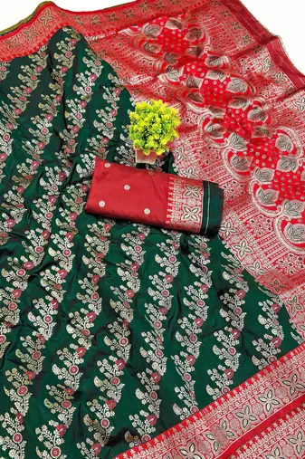 Green Art Silk saree with blouse