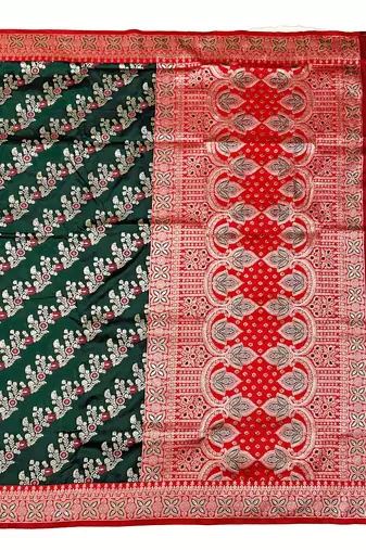 Green Art silk blend saree with blouse