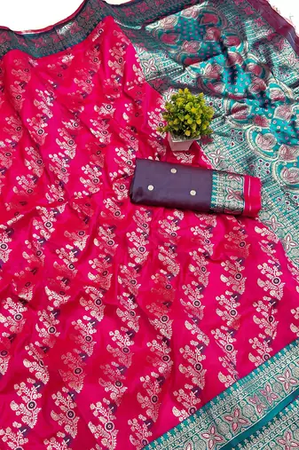 Pink Art Silk saree with blouse
