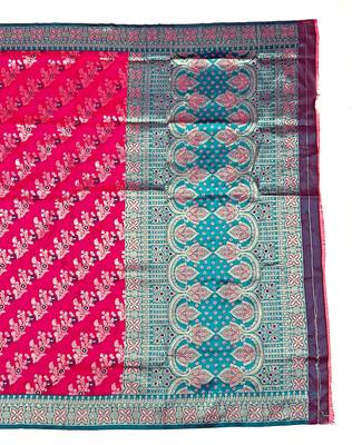 Pink Art silk blend saree with blouse 2