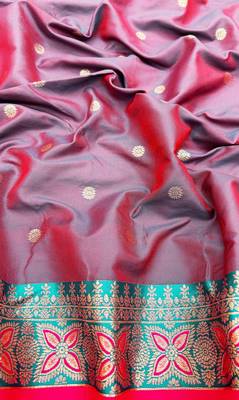 Pink Art silk blend saree with blouse 3