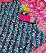 Blue Art Silk saree with blouse