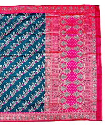 Blue Art silk blend saree with blouse 2