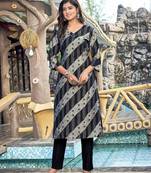 BLACK RAYON WITH DIGITAL PRINT KURTI SET WOMENS