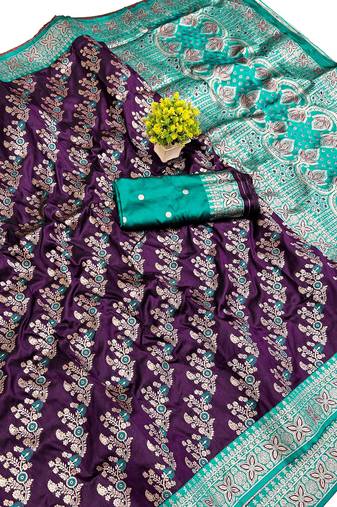 Purple Art Silk saree with blouse