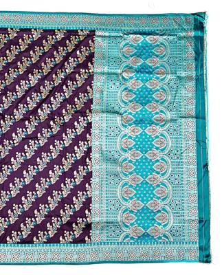 Purple Art silk blend saree with blouse 2